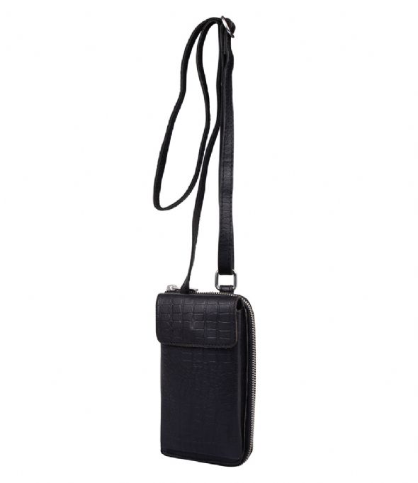 Ansxiy Black Leather Phone Purse with Clear Window, 6.7